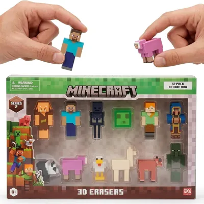 Minecraft 3D Erasers Series 2 – 12-Pack Deluxe Box